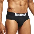 Slip da uomo in cotone pettinato nero con logo SEEINNER sulla fascia - Taglia M / Pantaloni e gonne / Nero