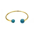 Elegant 18K gold plated stainless steel cuff bracelet with blue turquoise beads for women - Turquoise / Gold