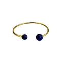 18K gold plated stainless steel cuff bracelet with blue lapis lazuli gemstones - Lapis Lazuli / Gold
