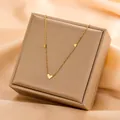 Elegant minimalist 18k gold plated titanium steel necklace featuring delicate heart pendants - Silver Black and White Double-Sided Heart (8142) / Gold