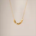Minimalist 18k gold plated titanium steel necklace featuring nine polished cube beads - Perfect Ten Square Beads Necklace (x693)