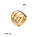Detailed view of chunky gold stainless steel ribbed ring, 2.1cm width, 14g weight - Wavy Ribbed Style (Style 2) / Size 8