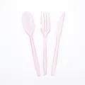 Pink glitter disposable plastic cutlery set with spoon fork and knife for party decoration - Disposable Plastic Knife / 10 Pieces Pack