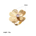 Detailed view of large gold flower ring with crystal center, 3.2cm diameter and 3.6g weight. - Radial Pattern Large Flower Style (Style 9)