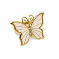 Beige butterfly napkin ring with gold alloy frame and crystal details - Butterfly / Gold