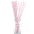 Disposable pink and white striped paper straws perfect for theme party table decoration - Pink Striped Paper Straws / 10 Piece Set