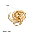 Detail view of gold-tone spiral geometric ring showing 3.2cm diameter and 13.4g weight - Exaggerated Geometric Spiral Style (Style 11)