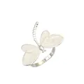 Elegante portatovagliolo a forma di libellula in smalto beige con finitura in lega d'argento - Libellula / Argento
