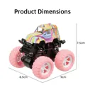 Πολύχρωμο παιχνίδι monster truck με ροζ τροχούς 8,5cm x 9cm x 7,5cm - Στυλ Γκράφιτι Μακαρόν / 1 Τεμάχιο / Ροζ