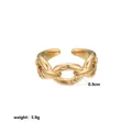 Detail view of gold-plated stainless steel chain ring with 0.9cm width and 5.9g weight - Geometric Chain Interwoven Style (Style 26)