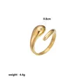 Detailed view of a gold stainless steel geometric ring with weight and size labels - Rounded Curve Rhinestone Style (Style 27)