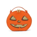 Creative orange pumpkin-shaped Halloween crossbody bag with glitter face and top handle - Orange