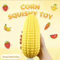 Close-up detail showing the texture of a realistic yellow corn squishy toy for stress relief - Large Simulation Corn (OPP Bag)