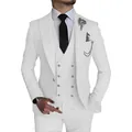 Elegante traje blanco de tres piezas para hombre con chaleco cruzado y pantalón a juego para boda - EU XXS (Asiática M) / Top Y Pantalón / Blanco