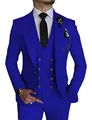 Detalle de un traje de tres piezas azul real para hombre con corbata negra de boda - EU XXS (Asiática M) / Top Y Pantalón / Azul zafiro
