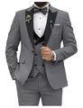 Elegante traje de esmoquin gris de 3 piezas para hombre con solapa negra - XXS / Top Y Pantalón / Set de tres piezas / Gris oscuro