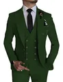 Sophisticated dark green three-piece men's suit with double-breasted vest for weddings - Dark Green