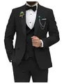 Elegante traje de tres piezas negro para hombre de corte entallado para bodas - XXS / Top Y Pantalón / Set de tres piezas / Negro