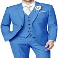 Traje de tres piezas azul claro entallado para hombre, ideal para bodas y negocios - XS / Top Y Pantalón / Azul cielo