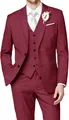 Eleganter burgunderroter Slim-Fit-Dreiteiler für Herren mit Sakko, Weste und Hose - XS / Oberteil Und Unterteil / Burgunderrot