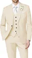 Eleganter beiger Slim-Fit-Herrenanzug 3-teilig mit modernem Ein-Knopf-Blazer-Design - XS / Oberteil Und Unterteil / Beige