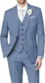 Eleganter hellblauer dreiteiliger Herrenanzug in Slim Fit für formelle Anlässe - XS / Oberteil Und Unterteil / Blaugrün