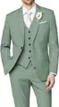 Herren Slim Fit dreiteiliger Anzug in elegantem Salbeigrün mit Sakko Weste Hose - XS / Oberteil Und Unterteil / Olivgrün