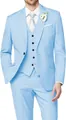 Herren Slim Fit Dreiteiler in Hellblau mit Weste und Krawatte - XS / Oberteil Und Unterteil / Himmelblau