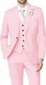 Moderner, schmal geschnittener dreiteiliger Herrenanzug in Rosa mit Einknopf-Jacke - XS / Oberteil Und Unterteil / Hellrosa