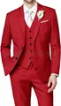 Eleganter roter Herren-Slim-Fit-Dreiteiler mit Ein-Knopf-Sakko und Weste für Hochzeiten - XS / Oberteil Und Unterteil / Rot