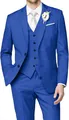 Herren Slim Fit 3-Teiler Anzug in Königsblau mit Ein-Knopf-Sakko und Weste. - XS / Oberteil Und Unterteil / Saphirblau
