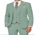 Eleganter Herren Slim Fit Anzug in Salbeigrün, dreiteilig mit Sakko, Weste und Hose - XS / Oberteil Und Unterteil / Olivgrün