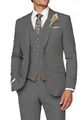 Eleganter grauer Herren-Anzug in Slim Fit, 3-teilig mit Ein-Knopf-Sakko und passender Weste - XS / Oberteil Und Unterteil / Dunkelgrau
