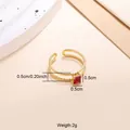 Verstellbarer 18k vergoldeter Edelstahlring mit quadratischem rotem Zirkonstein - Rotes Quadrat Stil (CXR00804G) / Einstellbar Offen / Gold