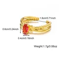 Verstellbarer Ring aus 18 Karat vergoldetem Edelstahl mit ovalem rotem Zirkon - Roter Ovaler Stil (CXR00809G) / Einstellbar Offen / Gold