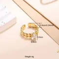 Minimalistischer vergoldeter Edelstahlring mit funkelndem ovalem Zirkon-Detail - Weißer Ovaler Stil (CXR00802G) / Einstellbar Offen / Gold