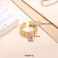Eleganter verstellbarer Edelstahlring mit 18 Karat Vergoldung und rosa Zirkonstein - Rosa Ovaler Stil (CXR00802G) / Einstellbar Offen / Gold