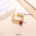 Verstellbarer 18k vergoldeter Edelstahlring mit rotem Zirkonstein und genauen Maßen - Roter Ovaler Stil (CXR00802G) / Einstellbar Offen / Gold