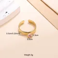 Verstellbarer offener Ring aus 18k vergoldetem Edelstahl mit quadratischem rosa Zirkon - Rosa Quadrat Stil (CXR00806G) / Einstellbar Offen / Gold