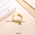 Verstellbarer Ring aus 18 Karat vergoldetem Edelstahl mit lila Zirkonia-Quadratstein - Lila Quadrat Stil (CXR00806G) / Einstellbar Offen / Gold