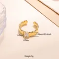 Verstellbarer 18k vergoldeter Edelstahlring mit rechteckigem Zirkonia-Stein-Besatz - Klares Rechteck Stil (CXR00810G) / Einstellbar Offen / Gold