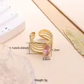 Eleganter verstellbarer Edelstahlring mit einem rosa Zirkonia und 18 Karat Vergoldung - Rosa Marquise Stil (CXR00813G) / Einstellbar Offen / Gold