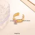 Vergoldeter Edelstahlring, offen, mit rosa Zirkon und Größenangaben - Rosa Rechteck Stil (CXR00810G) / Einstellbar Offen / Gold
