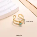 Verstellbarer 18k vergoldeter Edelstahlring mit einem quadratischen blauen Zirkonia - Blaues Quadrat Stil (CXR00811G) / Einstellbar Offen / Gold