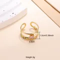 Verstellbarer 18k vergoldeter Edelstahlring mit rosa Zirkon - Rosa Quadrat Stil (CXR00811G) / Einstellbar Offen / Gold