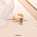 Verstellbarer 18 Karat vergoldeter Edelstahlring mit einem lila Zirkoniastein im Marquise-Schliff - Lila Marquise Stil (CXR00812G) / Einstellbar Offen / Gold
