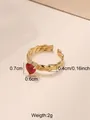 Eleganter vergoldeter Edelstahlring mit rotem Herz Zirkonia verstellbares Design - Rotes Herz Stil (CXR00814G) / Einstellbar Offen / Gold