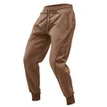 Men's casual brown sports joggers with drawstring waist and ribbed cuffs for gym - Coffee
