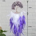 Capteur de rêves Arbre de Vie violet avec pierres d'améthyste et plumes pour déco murale - Arbre de Vie en Pierre Violette (9185E)
