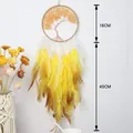 Attrape-rêves arbre de vie jaune fait main avec plumes et cristaux - Arbre de Vie Dégradé Jaune Blanc (9185D)